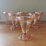 Set of 6 vintage pink glass ice cream cups