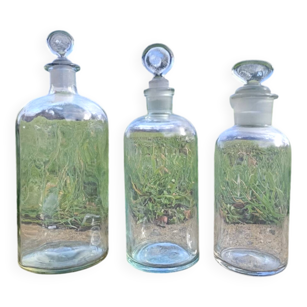 Ensemble de 3 flacons verre rétro