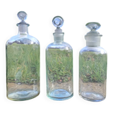 Set of 3 retro glass bottles