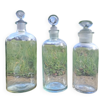 Ensemble de 3 flacons verre rétro