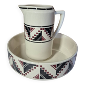 Ensemble toilette ancien badonviller grenade ceramique motif geometrie