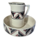 Antique toilet set Badonviller grenade ceramic geometric pattern