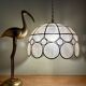 Vintage mother-of-pearl and brass lampshade pendant light