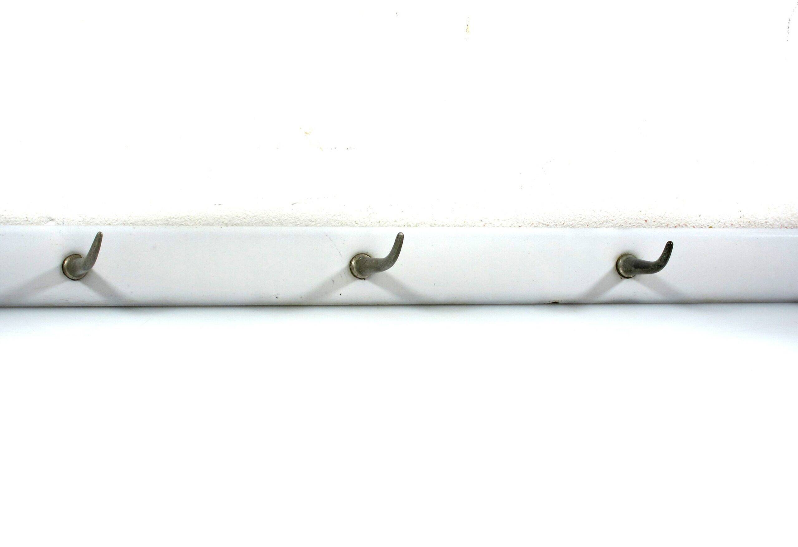 Coat rack in enamel and hooks, 1930s