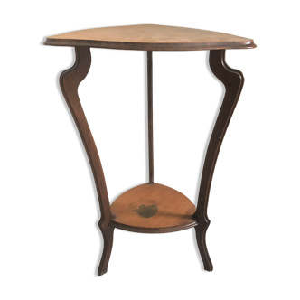 Art nouveau tripod pedestal table in wood Ecole de Nancy signed M.Mangin