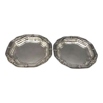 Pair of old silver lined metal bottle mats, goldsmith georges durand