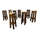 8 solid wood bar stools in brutalist style