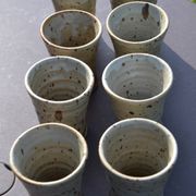 8 stoneware cups/mugs by Gustave Tiffoche