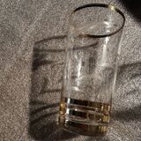 9 art-deco glasses in engraved crystal with gold trim