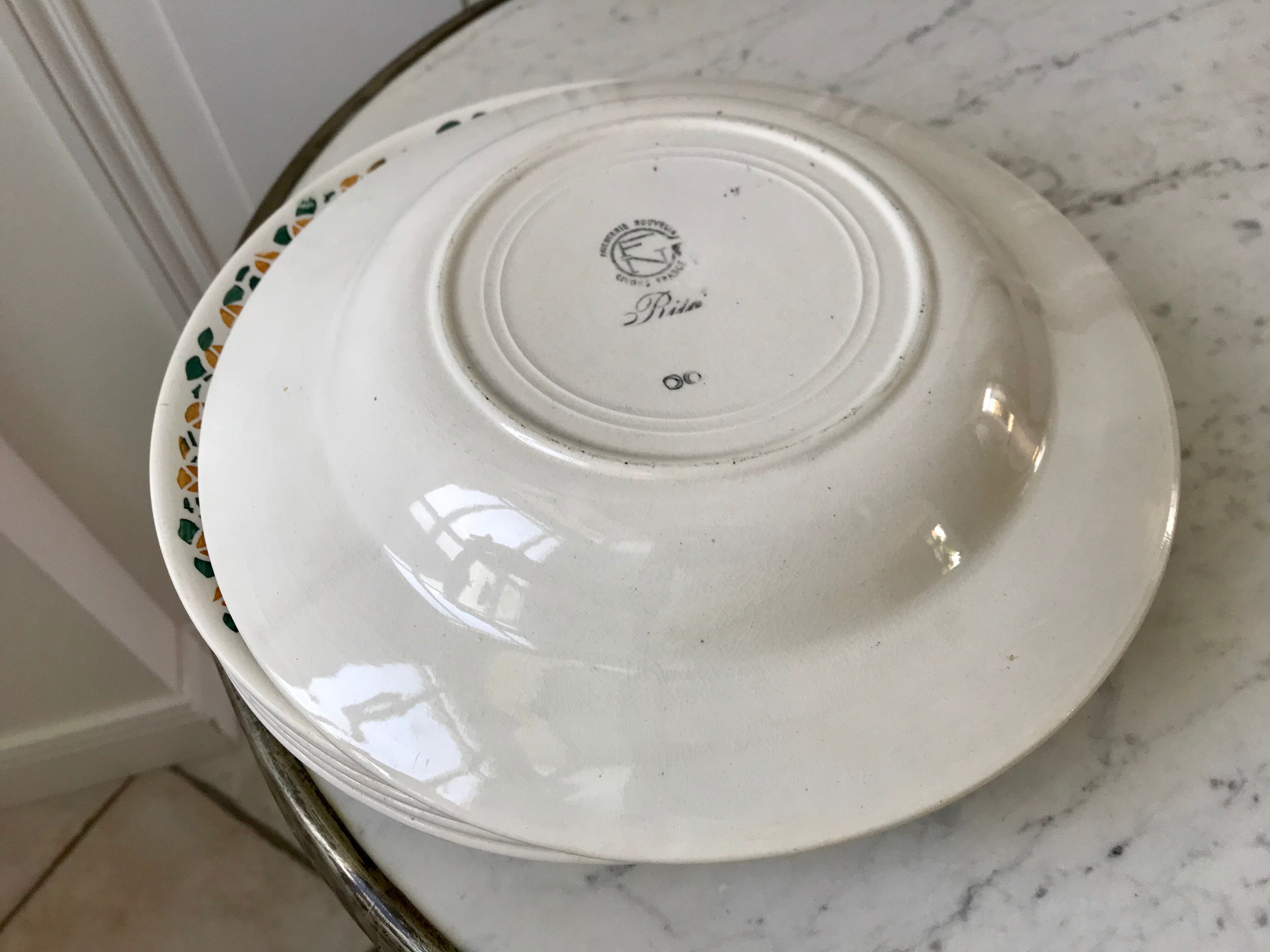 Set of 6 hollow earthenware plates New Givors model "RIta" 30s
