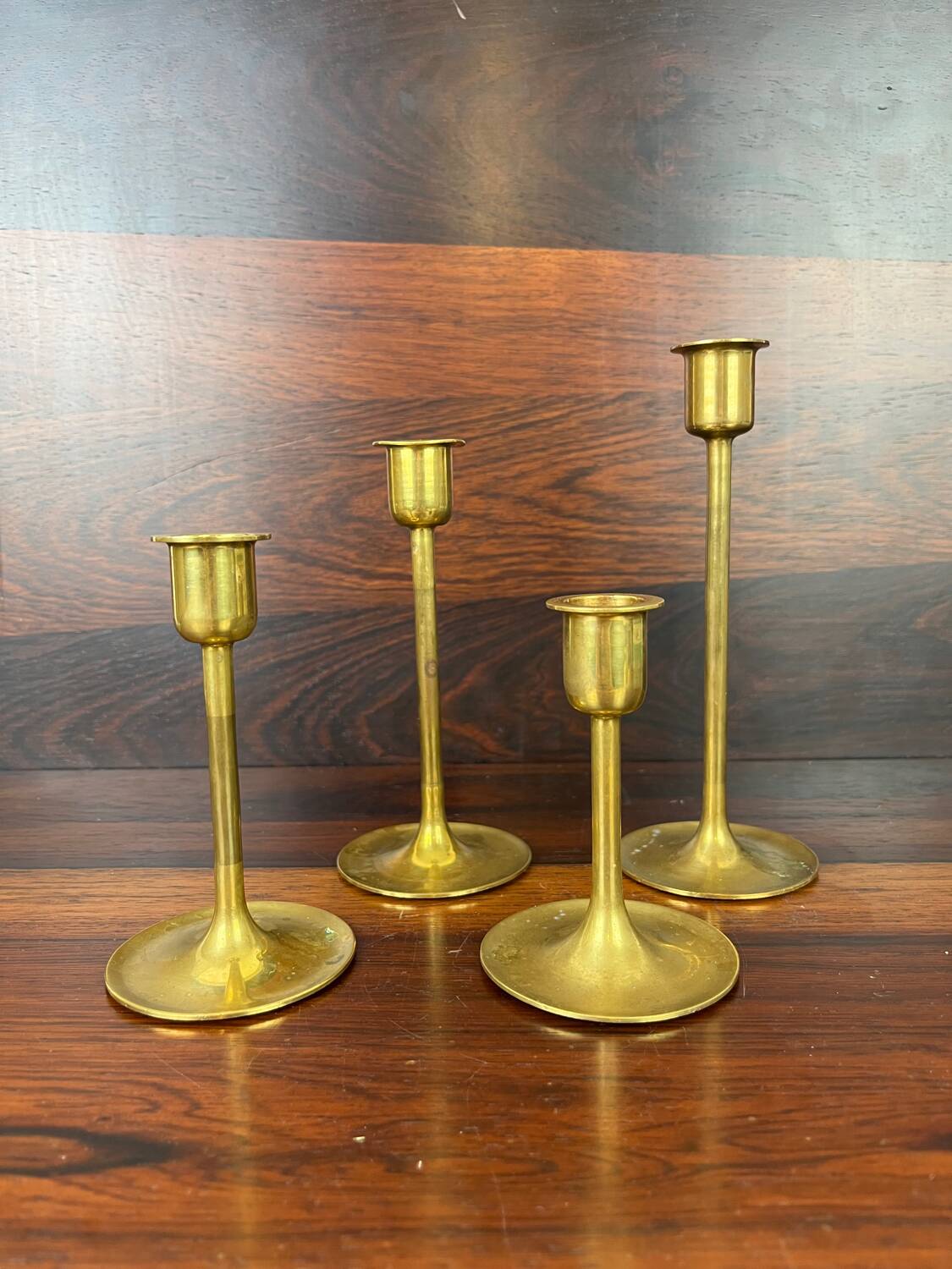 4 Scandinavian brass candlesticks from the 1960s