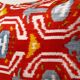 Set of two red ikat velvet lumbar pillows