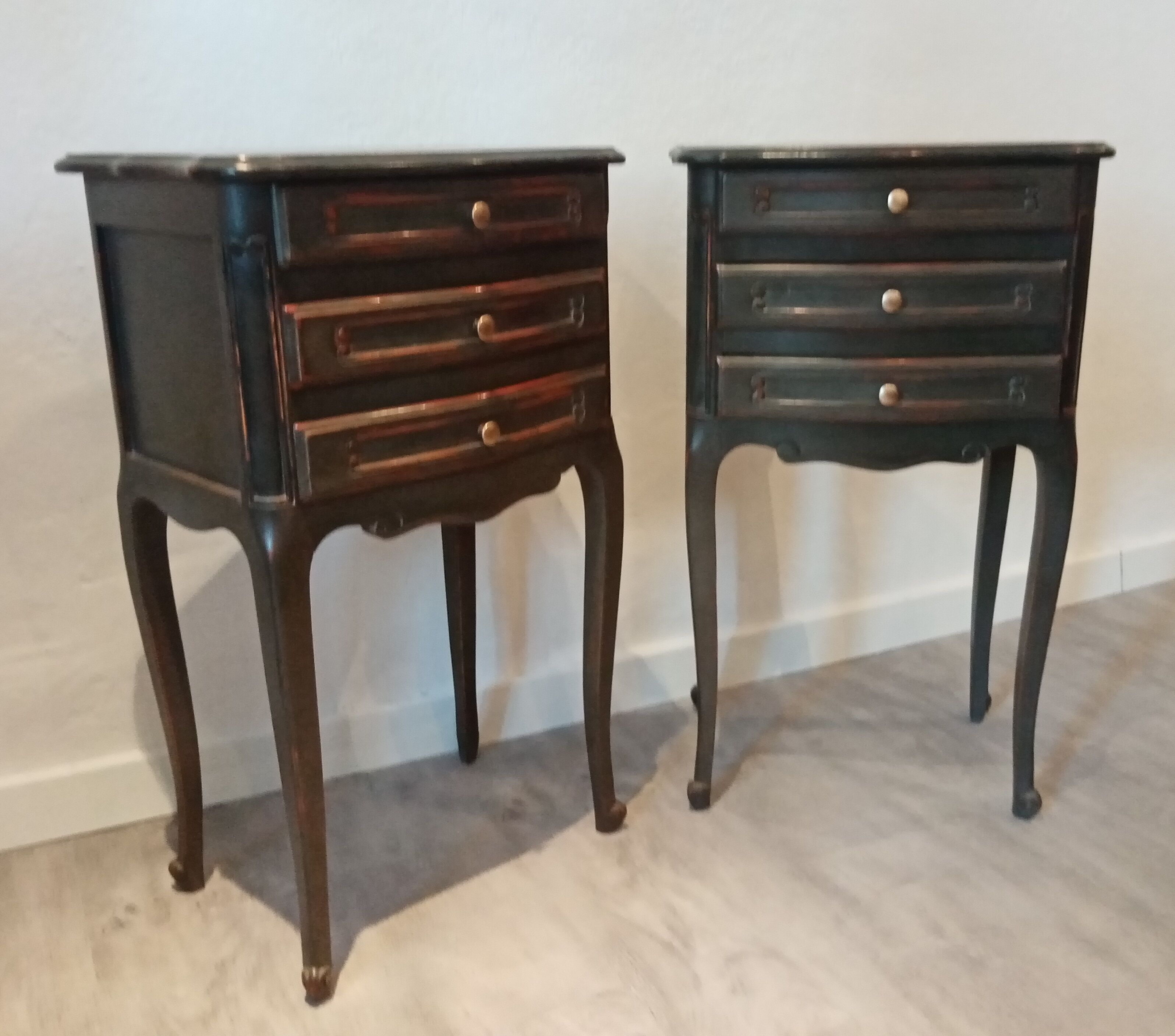 Pair of bedside patina