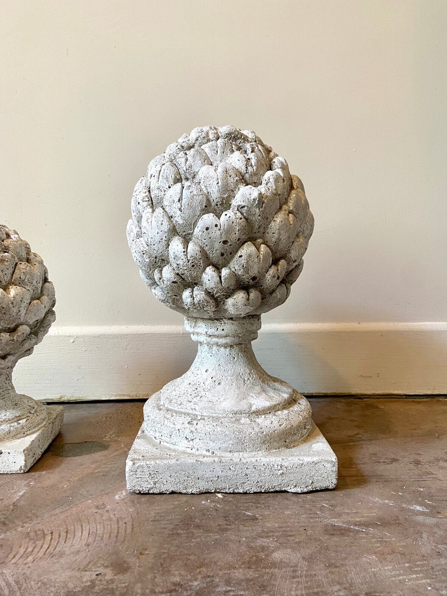 Ornamental artichoke in bleached concrete