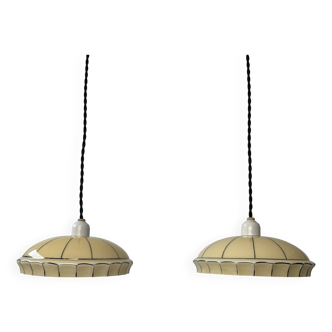 Pair of old art-deco pendant lights