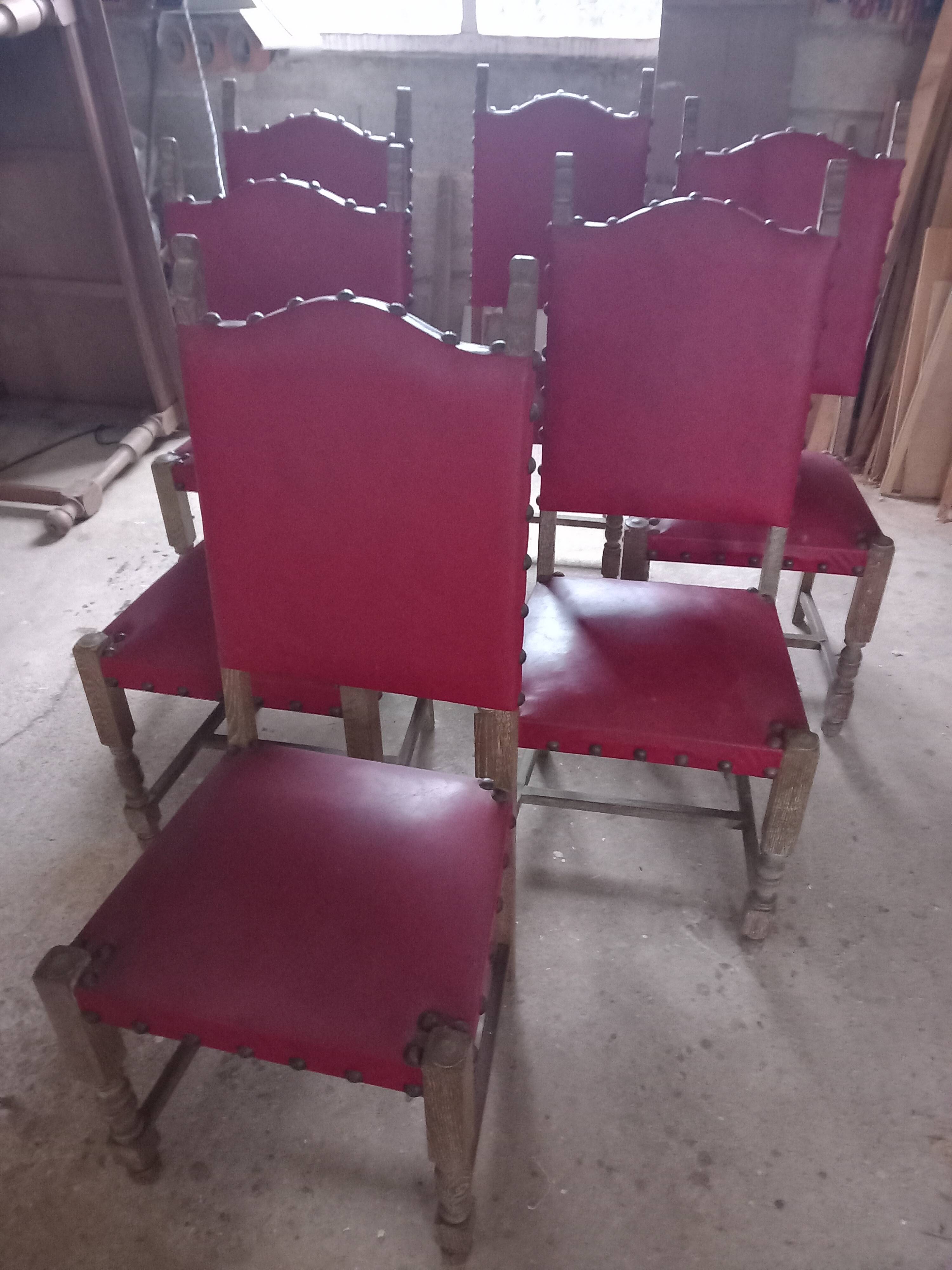 6 vintage oak chairs