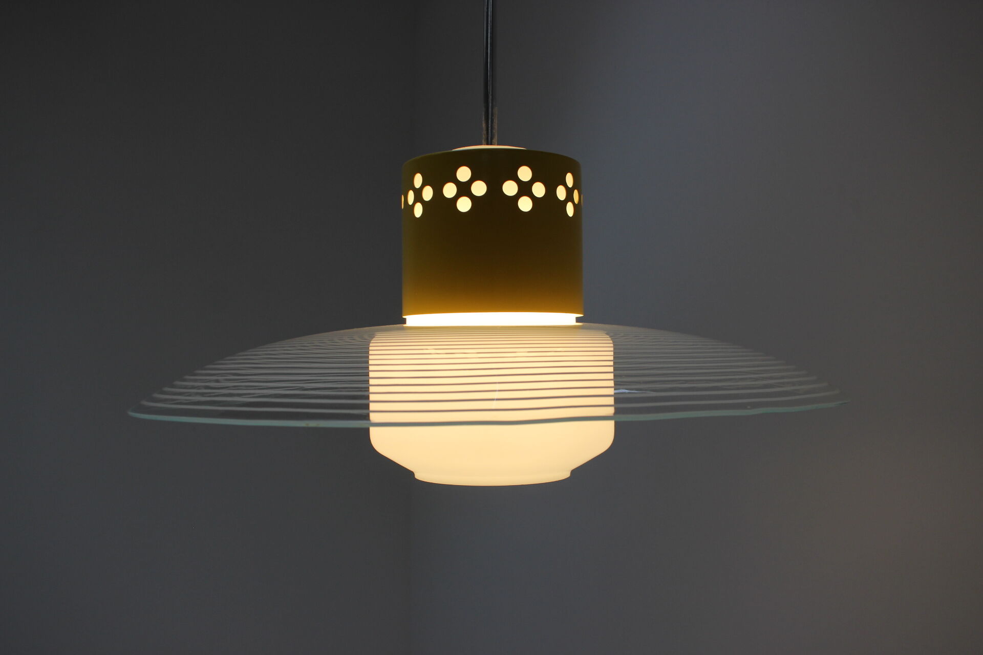 Mid-Century Glass Chandelier, 1970s