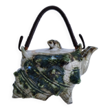 Vintage enamelled earthenware shell decor teapot