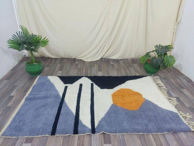 Traditional handwoven Berber rug, size 100 x 200 cm
