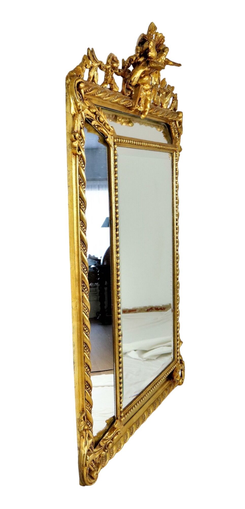 Gold Mirror XL Crown Napoleon III Style France 127x86cm