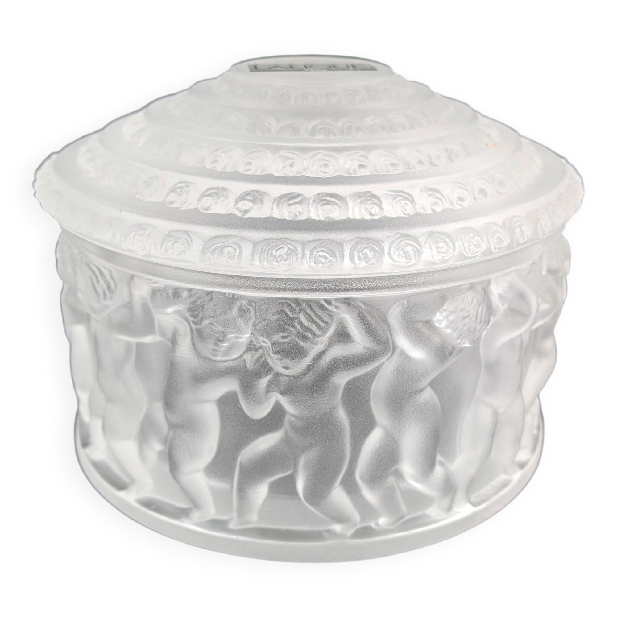 Lalique crystal box modelled as "Les Enfants".