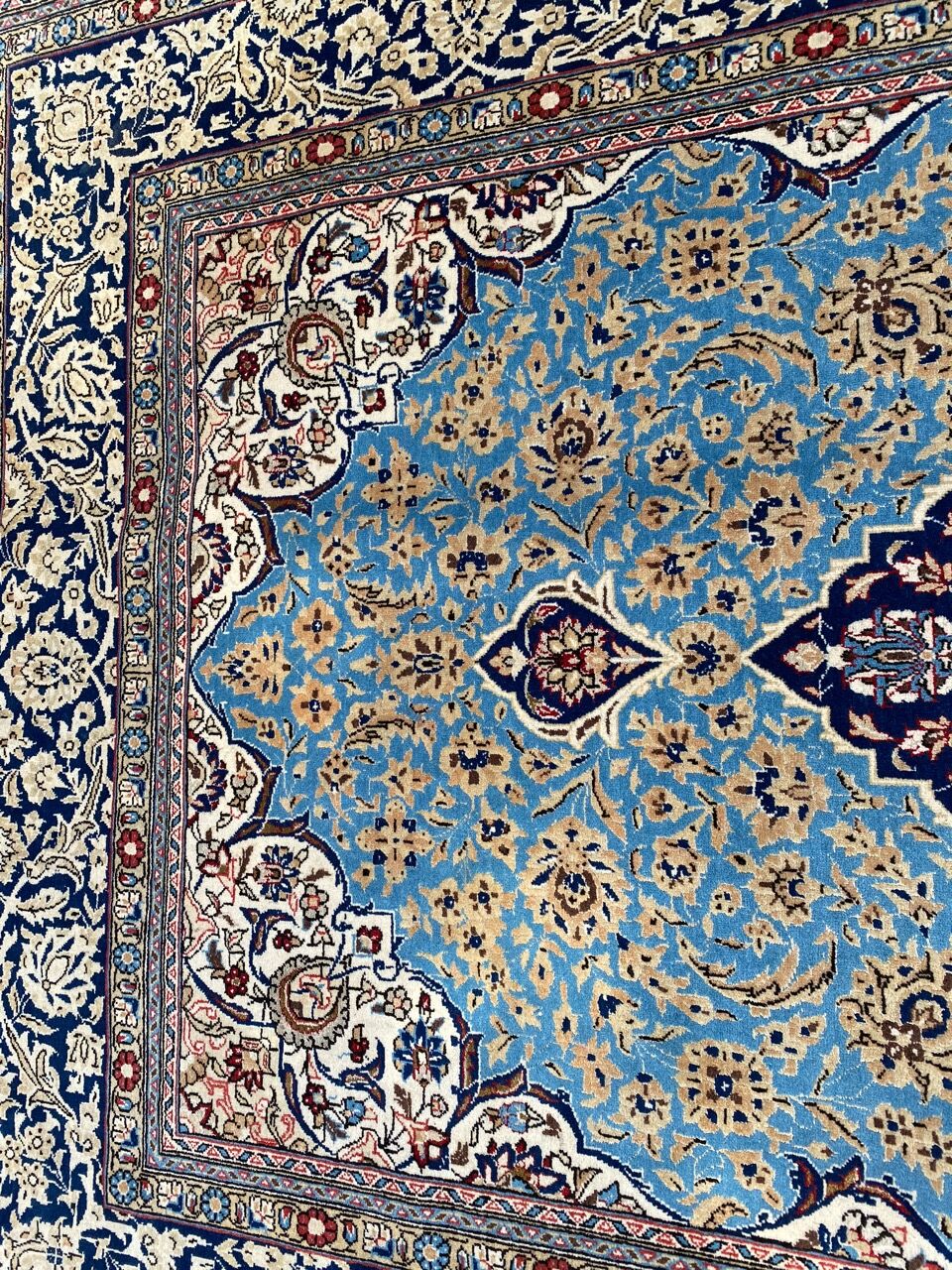 Ancient Persian carpet Ghoom wool and silk 142x222 cm