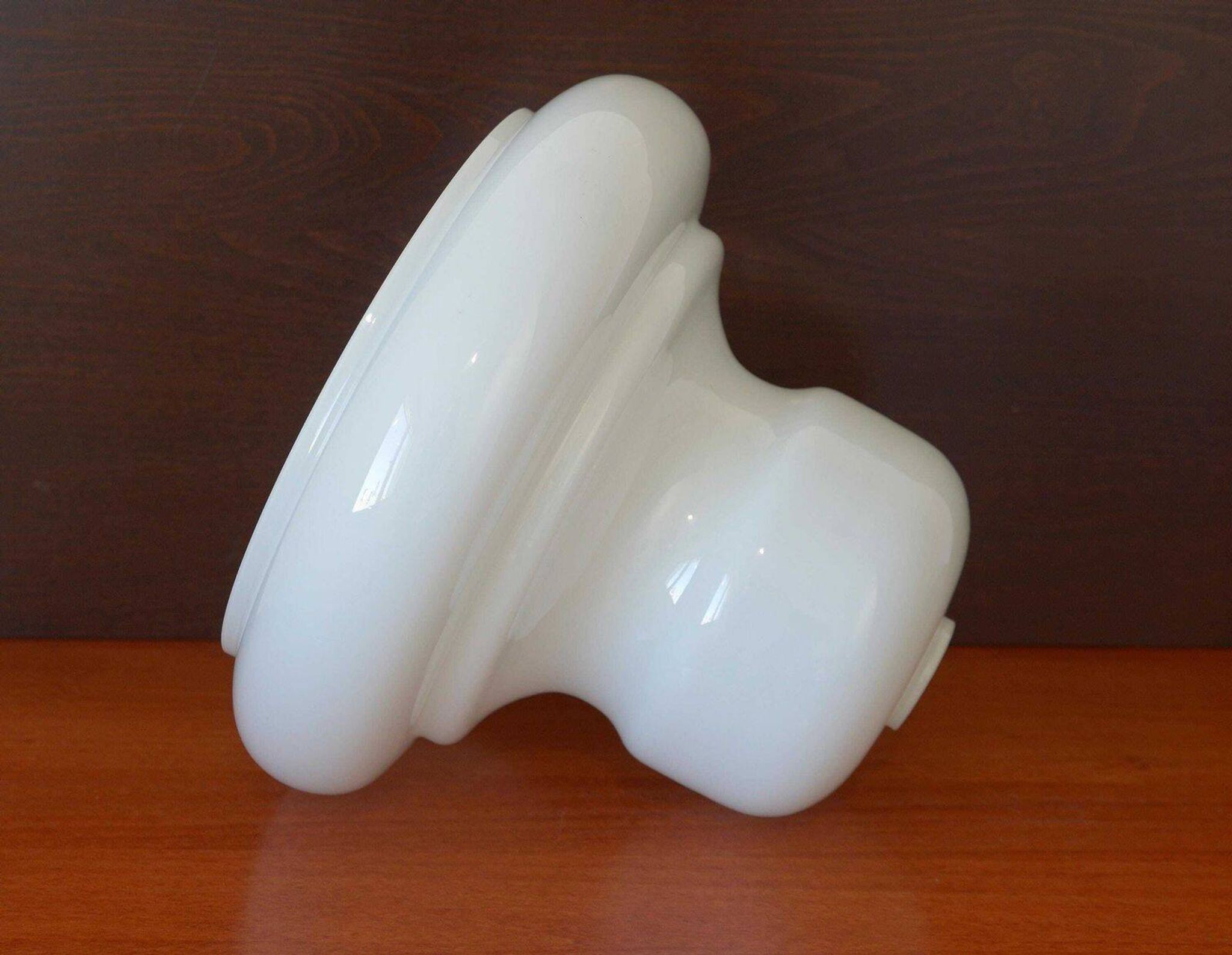 Vintage White Glass Pendant Shade, Large Glossy Glass Lampshade, 1970s–80s Yugoslavia, Diy Lighting