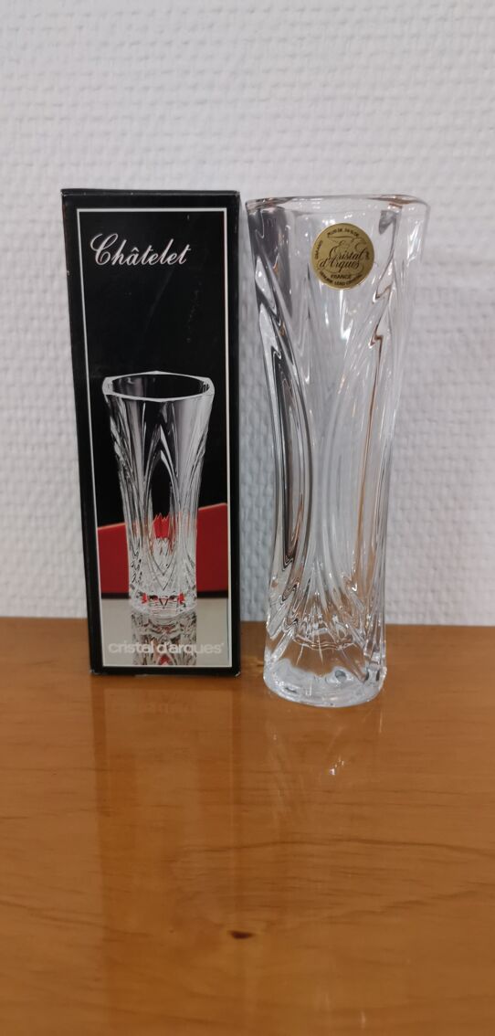 Vase en cristal d'Arques "châtelet" déco vintage 17cm | Selency
