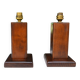Pair of Art Deco lamps in solid mahogany