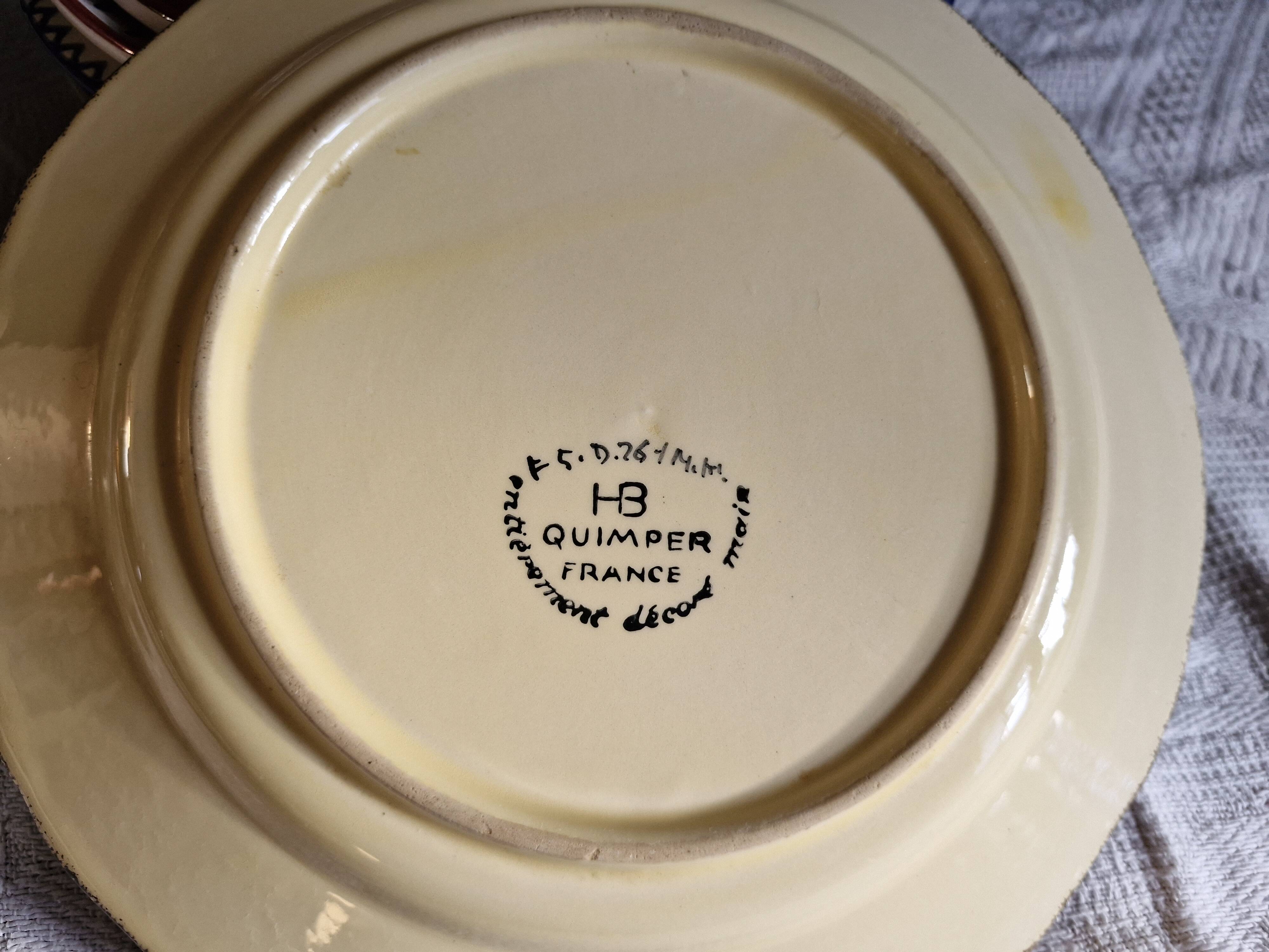 HB Quimper Decorative Plate - Vintage Ø25 cm