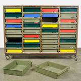 Dutch schoolcabinet with coloured drawers, 1970s