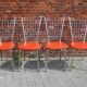 Ensemble de 4 chaises de salle à manger ou de cuisine happy orange, Allemagne 1960