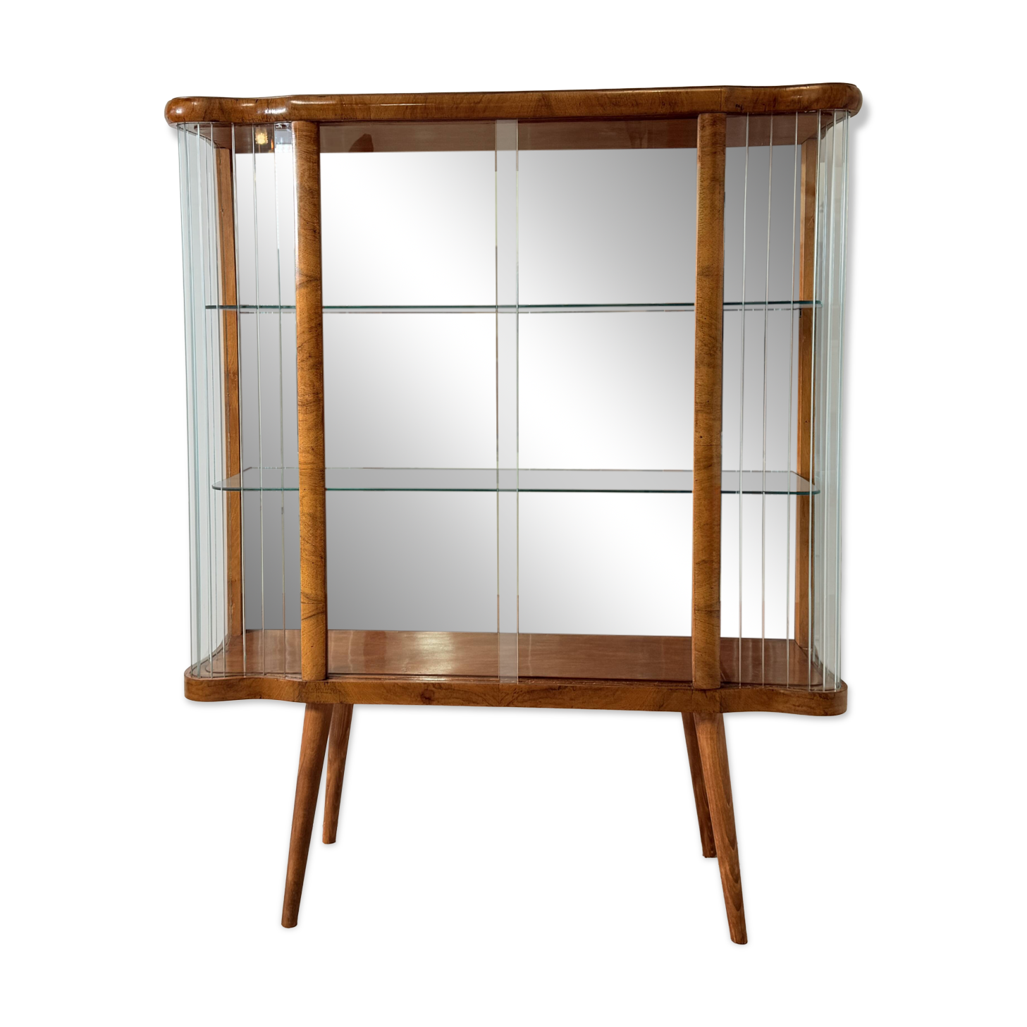 Elegant, curved display cabinet in Art Deco style