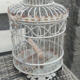 Vintage gray metal bird cage