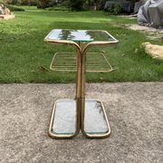 Brass and glass side table, italy, 1970s