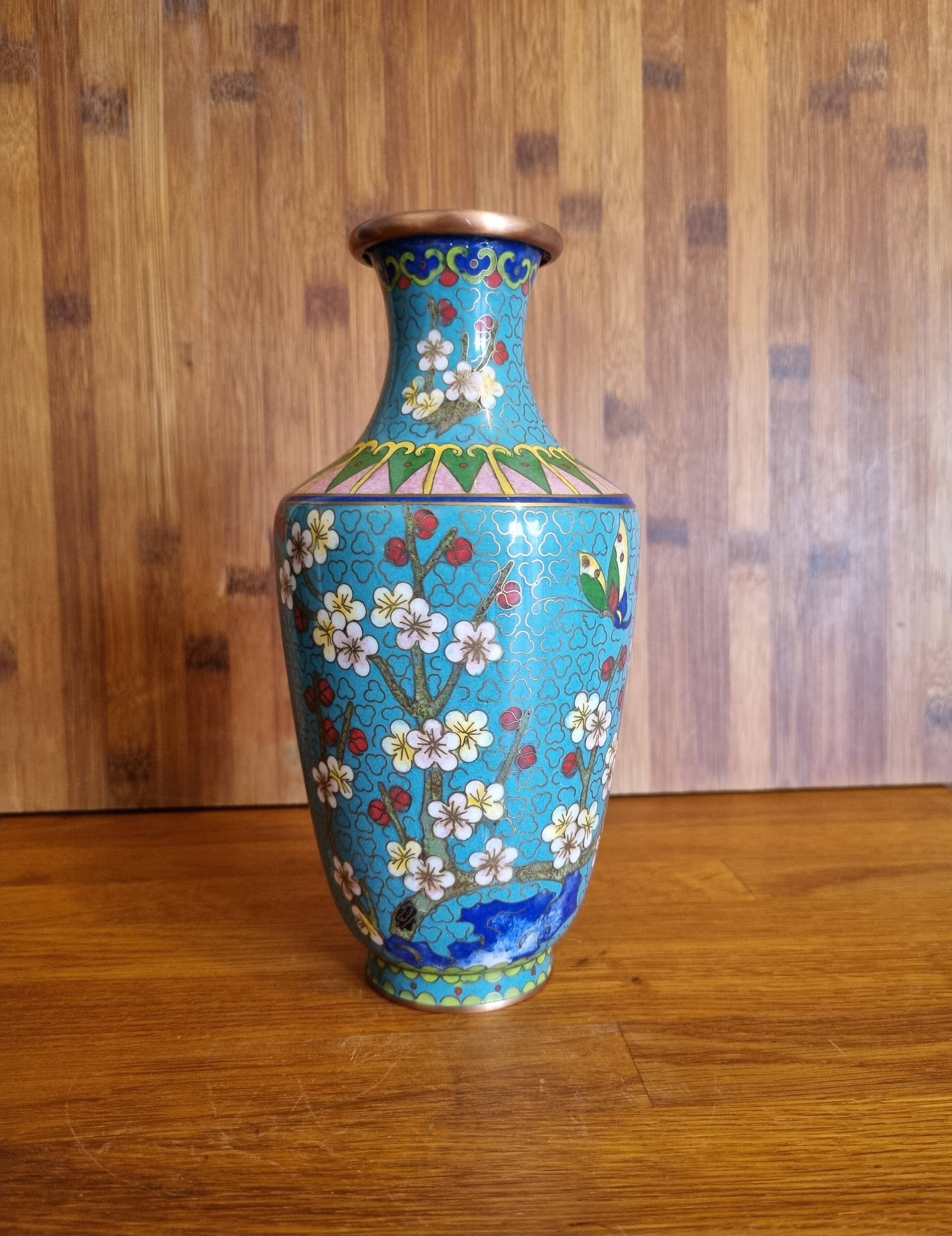 Cherry Blossom Cloisonne Vase