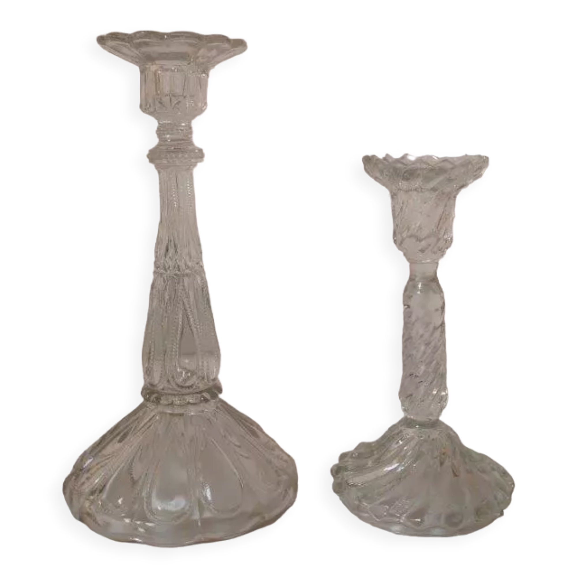 Set of 2 glass candle holders