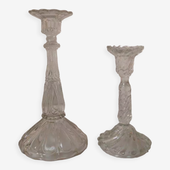 Set of 2 glass candle holders