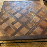 Large coffee table in oak and wrought iron