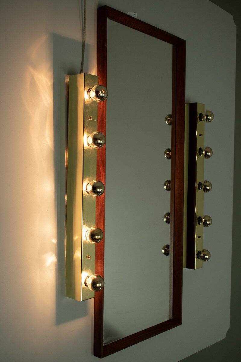 Brass Mirror Wall Lamps, Set of 2