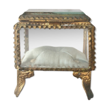 Antique rectangular jewelry box decorated with a landscape of Hendaye