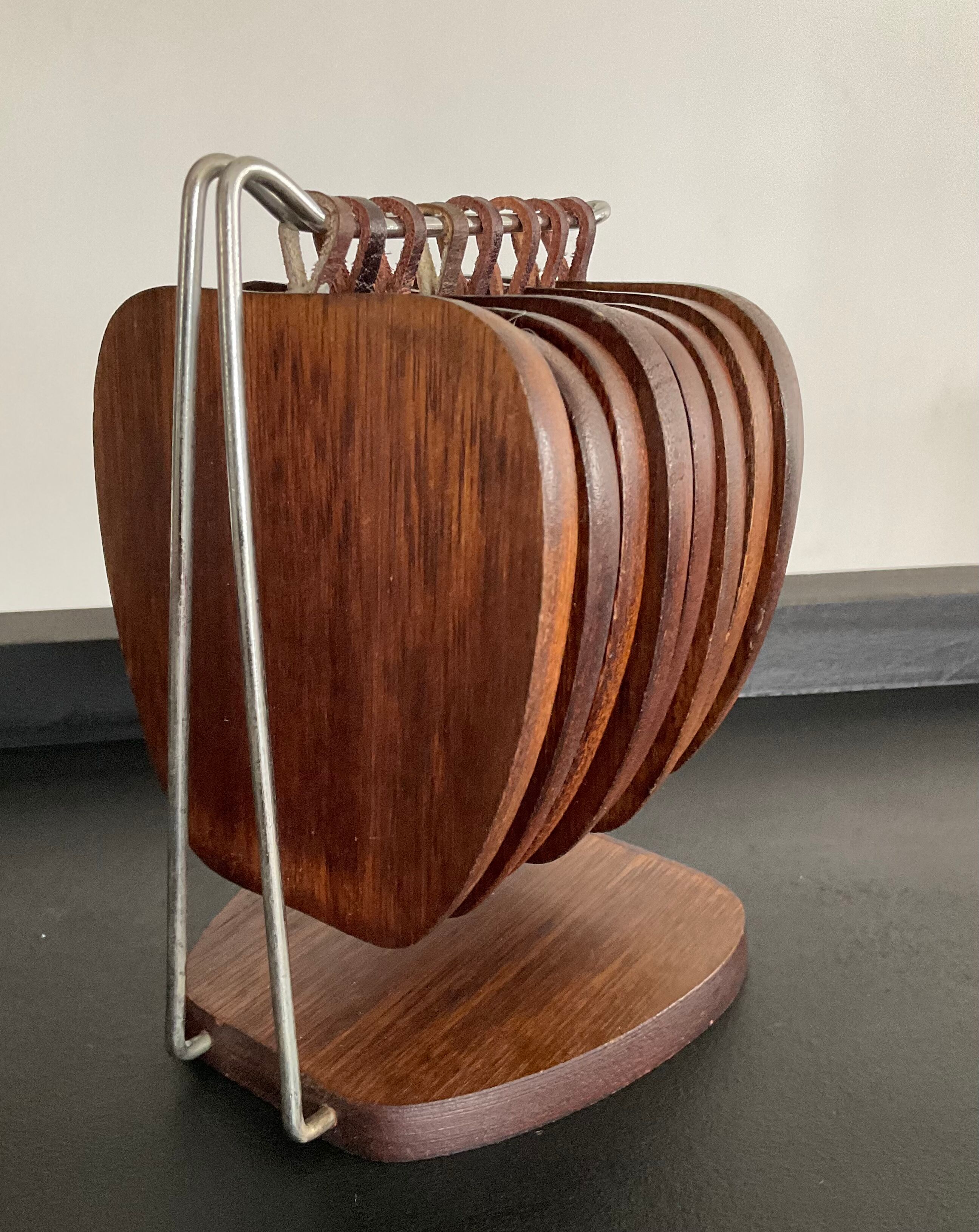 8 dessous De verre vintage en bois années 70 avec son support