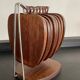 8 dessous De verre vintage en bois années 70 avec son support