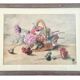 Tableau aquarelle panier de pivoines