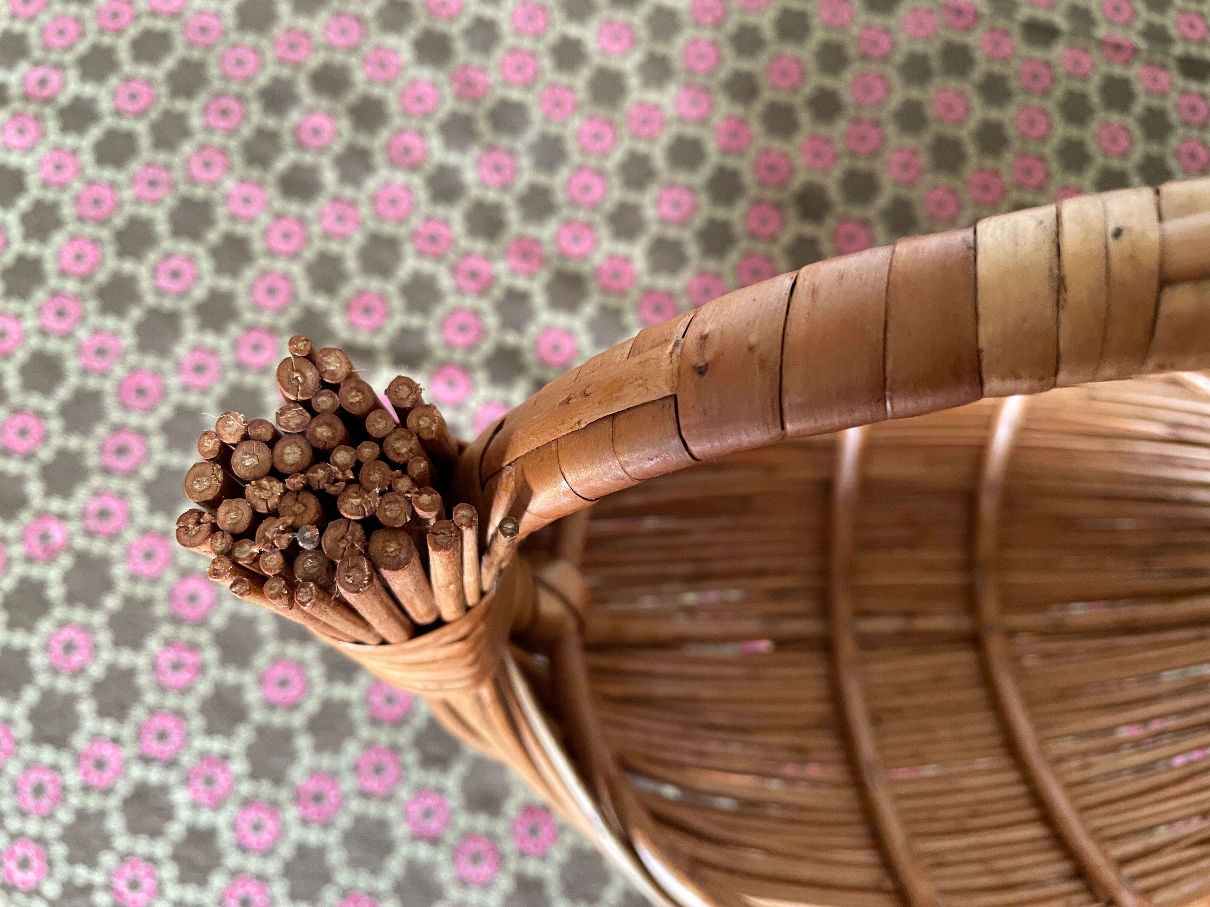 Woven wicker fruit basket 1960