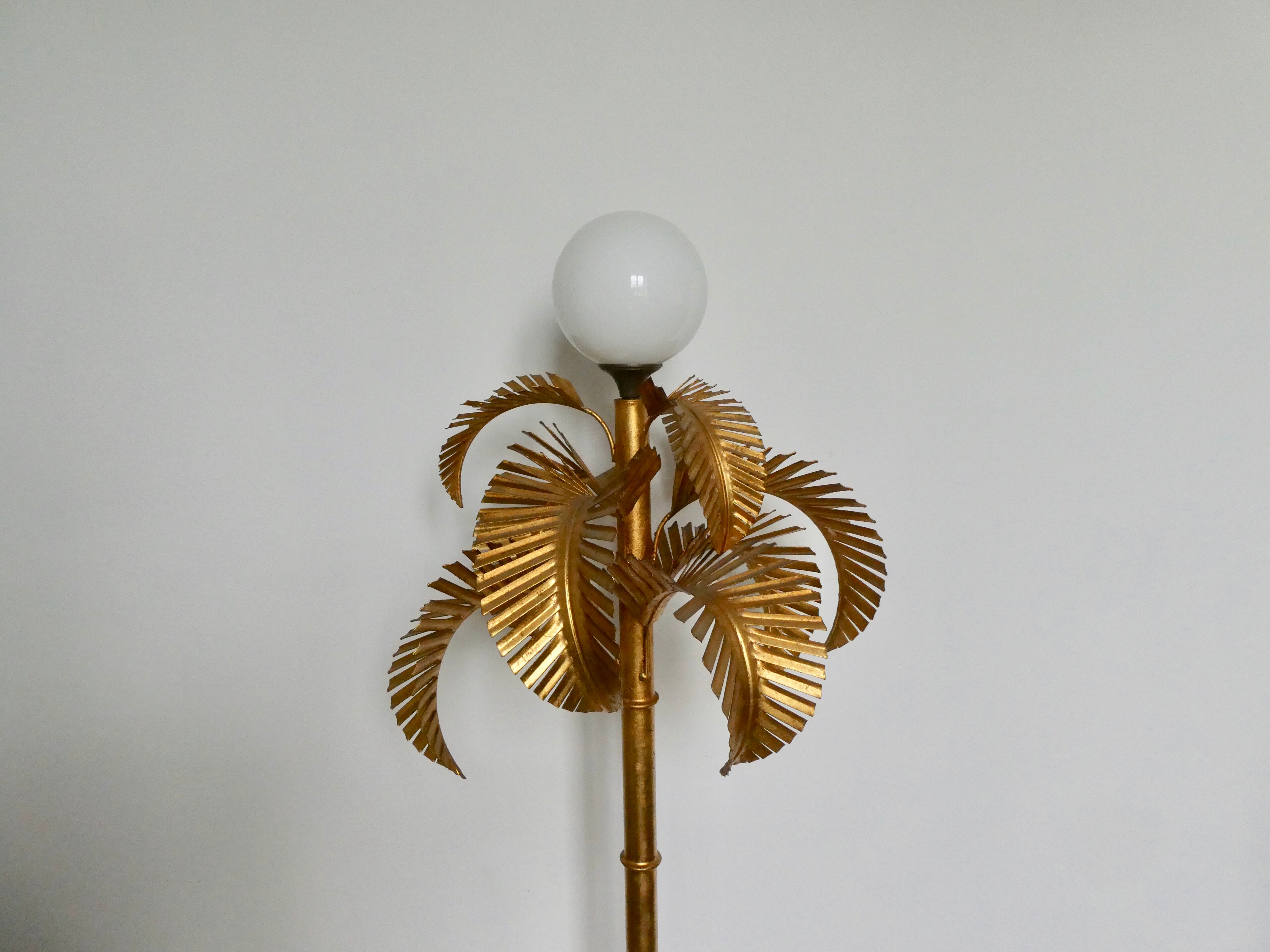 Golden metal palm lamp, 70s