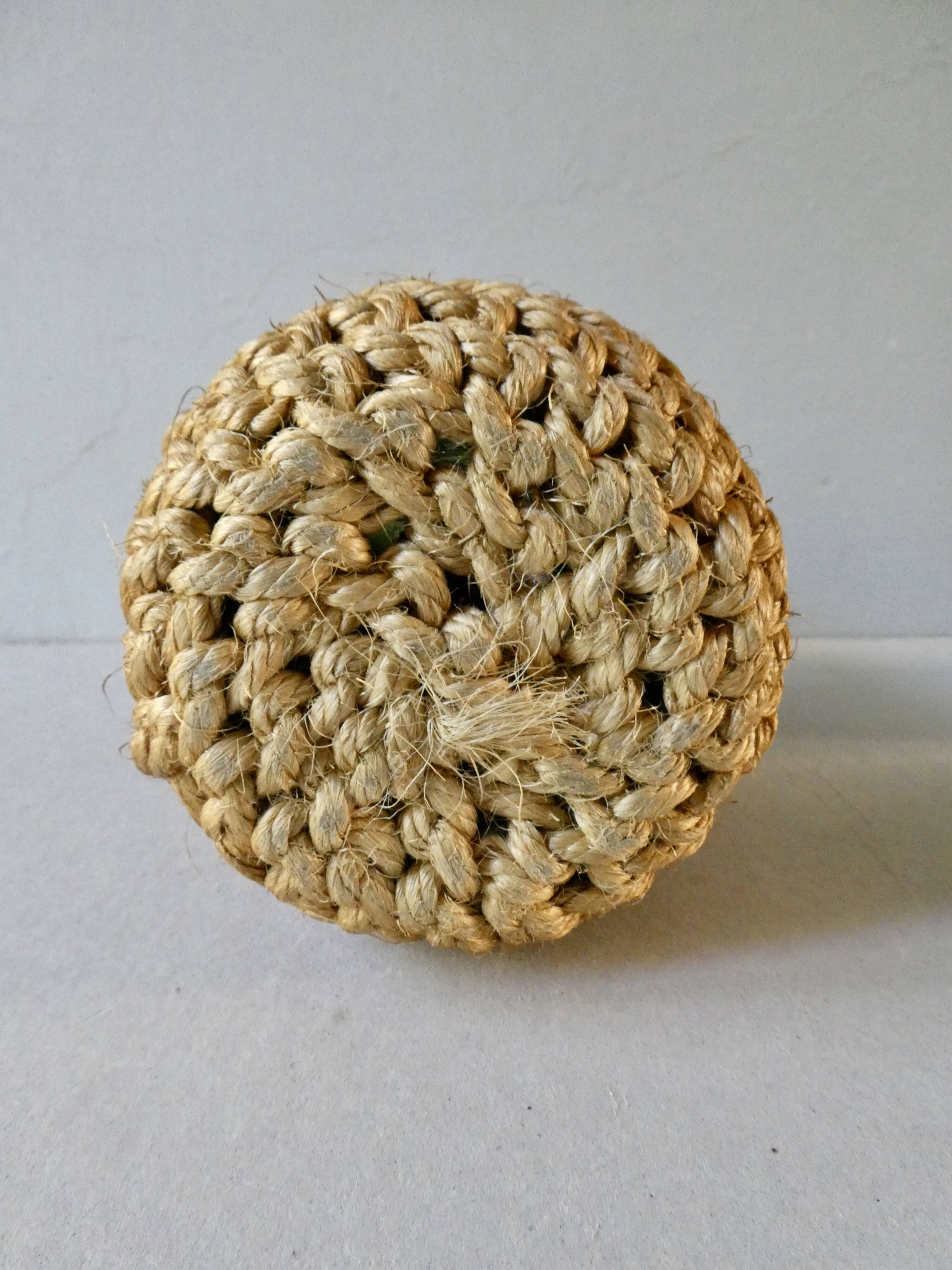 Glass bottle with braided rope, 60s