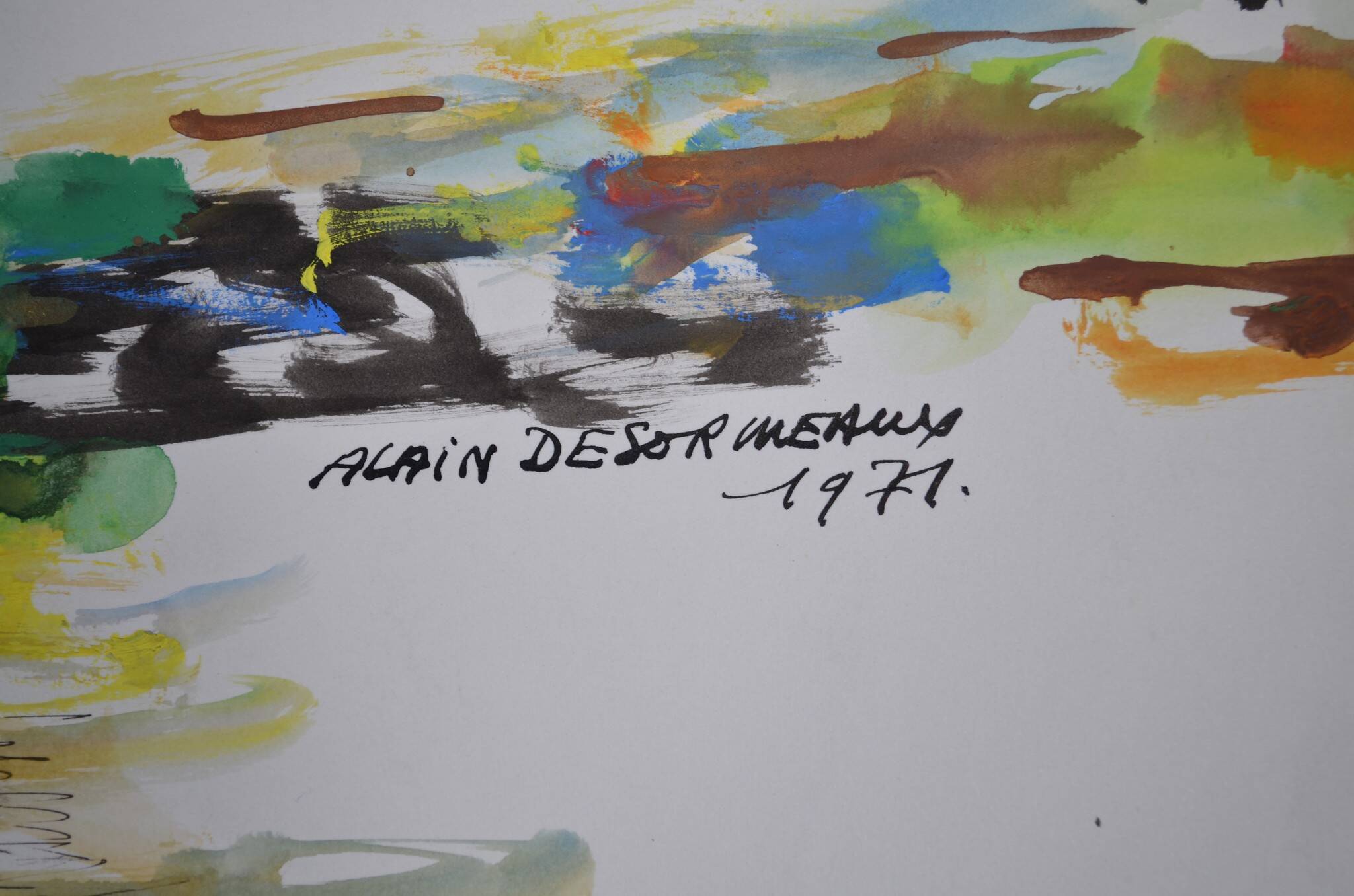 Alain Desormeaux (1931-2010) "The Riders" 1971 Oil on strong paper, signed and dated