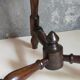 Vintage turned solid wood tripod stool