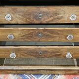 Louis Philippe chest of drawers with 5 drawers from the 19th century in cherry wood with glass knobs